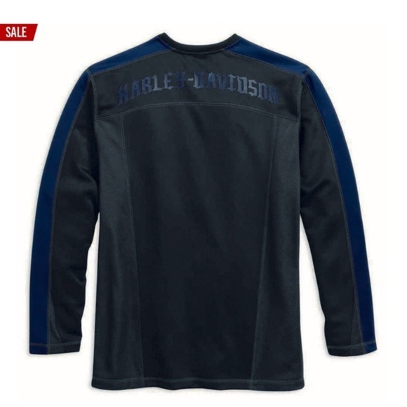 Harley-Davidson® Men’s Performance Crew Neck Shirt - Black/Blue, Size‎ L